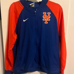 Nike Ladies Blue and Orange New York Mets full zip windbreaker